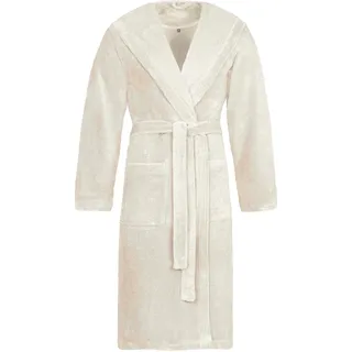 Unisex-Bademantel VOSSEN "Lynn" Gr. M, weiß (ivory), L:120cm, Wirkvelours, Hausmäntel, Unisex-Bademantel, für Damen & Herren, mit Kapuze, aus Microfaser