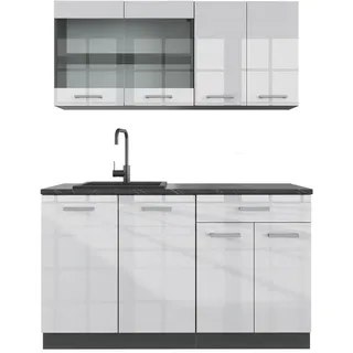Vicco Küchenzeile R-Line 140 cm Weiß Hochglanz