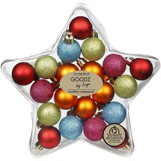 Weihnachtskugeln Kunststoff 3cm x 20 Stück bruchsicher klein (Mille Fiori)