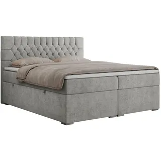 MKS Boxbett Pera 120/200 Hellgrau Struktur - H3 , Textil , H3 , Rechteckig , 120x200 cm , Schlafzimmer, Betten, Boxspringbetten