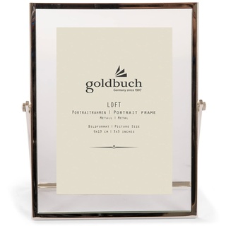 goldbuch Bilderrahmen Loft aus Metall, Rahmen mit Aufsteller, Portraitrahmen für 1 Bild/Foto im 9x13 cm Format, Metallbilderrahmen ca. 14,2 x 17,2 x 1 cm, Frame Silber, 9 x 13 cm