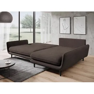 DOMO-HOME Ecksofa mit Schlaffunktion SOLANO – Elegantes Skandinavisches Ecksofa 260x167cm| Bettkasten und Holzbeinen für Komfort und Stil | Hochwertigen Materialien | Farbe dunkelbraun | Rechts - Braun