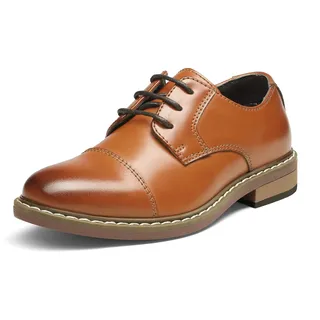 Bruno Marc Anzugschuhe Jungen Schnürhalbschuhe Derby Hochzeit Party Schuhe Kommunion Elegante Schuhe,Size 35,Braun,SBOX211K