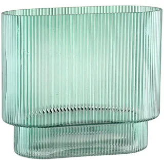 KAYLETIN Geriffelte Vase für Blumen, grüne Glasvasen für Tulpen, moderne Blumenvase, geriffelte Glasvasen für Geburtstag, Hochzeit, Einweihung, Jahrestag, Verlobung, 18 cm