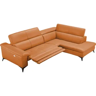 Egoitaliano Ecksofa »Martine, Multifunktionssofa mit Komfortfunktionen, edel und bequem« mit Ottomane, elektrischer Relaxfunktion und Kopfteilverstellung, orange,