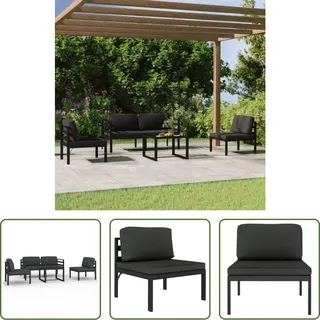 The Living Store 5-tlg. Garten-Lounge-Set mit Kissen Aluminium Anthrazit - Grau