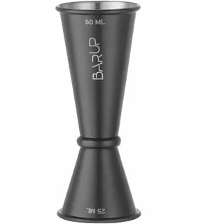 HENDI Barmaß, Messbecher, Doppelmaß: 2,5cl und 5,0cl, mit Befestigungsring für mehr Gewicht und Stabilität, ø45x(H)110mm, Schwarz