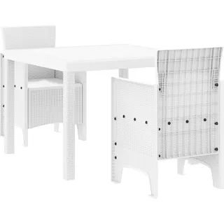 vidaXL Garten Essgruppe 3 pcs Weiß Poly Rattan