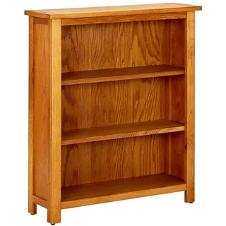 vidaXL Bücherregal mit 3 Fächern 70/22,5/82 cm aus Massivholz Eiche , Honigeiche , Holz , Rechteckig , 70x82x22.5 cm , Wohnzimmer, Regale, Bücherregale