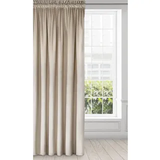 Eurofirany Melanie Vorhang Samt Velvet Kräuselband -1 STK. Weich Edel Gardine 200g/m2 Elegant Glatt Einfarbig Flauschig Modern Klassisch Wohnzimmer Schlafzimmer, 140x270 cm, Beige
