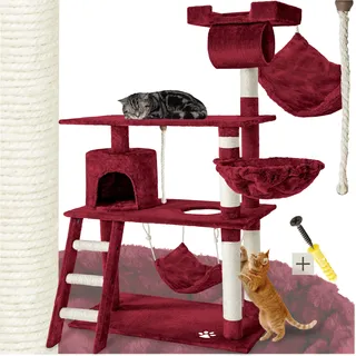 tectake® Kratzbaum Marcel 141 cm inklusive Treppe, Spielkordel und Kippschutz