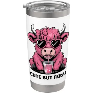 Pinke flauschige Kuh-Sonnenbrille mit süßem aber wildem Herz Doppelwandiger Edelstahl-Thermobecher