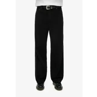 Superdry für Damen. W7011108A Mitteltaillierte Cordhose mit weitem Bein Schwarz (26/32), Lässig, Baumwolle