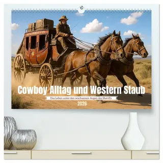 Calvendo Cowboy Alltag und Western Staub (hochwertiger Premium Wandkalender 2026 DIN A2 quer), Kunstdruck in Hochglanz: