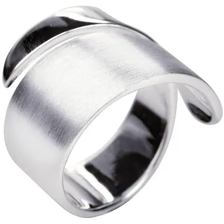 SILBERMOOS Damen Ring offen diagonal Bandring spitz matt glänzend Sterling Silber 925, Größe:60