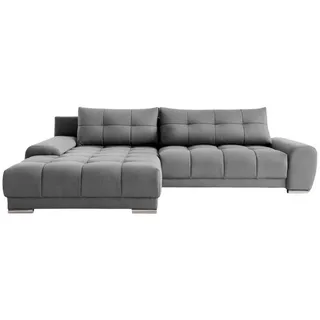 Kaiser Möbel Ecksofa Wave Mit Schlaffunktion, Stoff Soro, Grau Links , Holz , 281x105 cm , Wohnzimmer, Sofas & Couches, Wohnlandschaften, Ecksofas