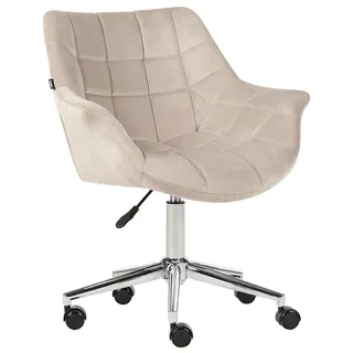 BELIANI Bürostuhl Beige Samt Gepolstert Gesteppt Höhenverstellbar Drehbar Bremsbare Rollen mit Armlehnen Modern Drehstuhl Büro Arbeitszimmer - Beige