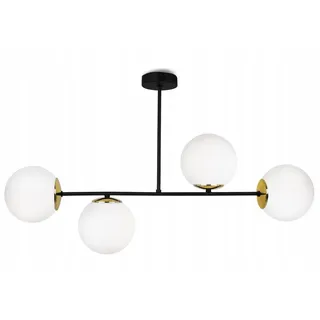 Light-Home Palermo Hängelampe - Deckenlampe für Wohnzimmer Schlafzimmer und Esszimmer- Pendelleuchte aus Metall und Glas - E14-4-Flammig - Schwarz und Gold