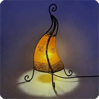 Orientalische Lampe Hennalampe marokkanische Lederlampe Tischleuchte Stehleuchte Coq Sonne 40 cm, gelb - Gelb