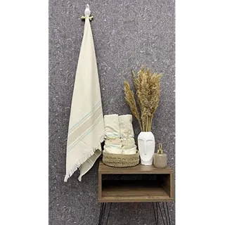 Questo Casa Badetuch, Strandtuch, 16/1 Bambus, Aphrodisien Muster, Jacquardwebung, Schnelltrocknend, 330g/m2, 80x150 cm, 1 Stück, Natürlich, Beige