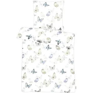 APELT Bettwäsche "Papillon" 2 tlg. Bettwäsche-Set mit Reißverschluss, Baumwoll-Satin, Digitaldruck, weiß