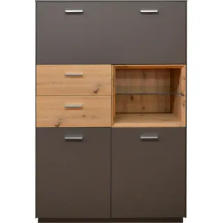 Mäusbacher Highboard 99 x 151 x 41 cm Braun / Rot