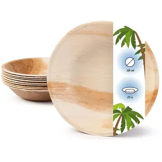 onlyleaf Palmware Hochwertiges Palmblattgeschirr I 25 Stück Palmblatt Teller rund Ø 23 cm I Bio Einweggeschirr biologisch abbaubar Partygeschirr Einmalgeschirr Wegwerfgeschirr
