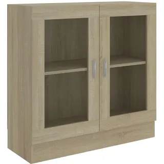 vidaXL Vitrinenschrank mit 2 Fächern, 2 Glastüren 82,5/30,5/80 cm aus Holzwerkstoff Sonoma-Eiche Dekor , Sonoma Eiche , Strukturbuche , Rechteckig , 82.5x80x30.5 cm , Esszimmer, Vitrinen, Vitrinenschränke