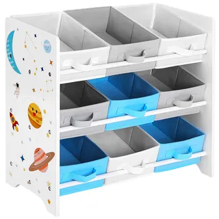 Songmics Kinderbücherregal mit 9 Aufbewahrungsboxen 62,5 x 29,5 x 60 cm weiß