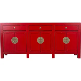 Fine Asianliving Chinesische Kommode chinesisches Sideboard chinesischer Schränke China Möbel Schrank Orientalischer Asiatischer 190x85x40 - Rot