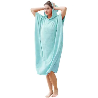 Kato Tirrinia Mikrofaser Frottee Surf Poncho Handtuch Badeponcho Bademäntel Sauna Damen Herren, Groß Surfponcho Strandponcho Erwachsene, Strandhandtuch Kapuzenhandtuch Sport Gym Beach Towel, Hellblau