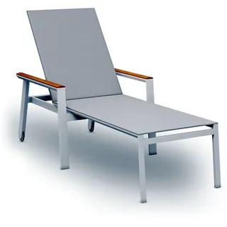 Sonnenliege Spa - 301 - weiß Armlehne Teak