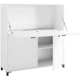 Mid.you Sekretär , Schwarz, Weiß , Kunststoff , 120x127x40 cm , Made in Europe , Stauraum, Kabeldurchlass , Büromöbel, Schreibtische, Sekretäre