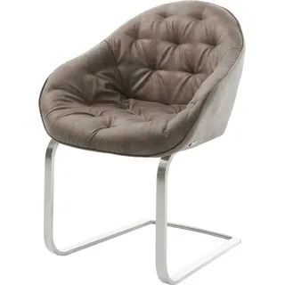 DeLife Freischwinger Gaio-Flex Mikrofaser Taupe Vintage Freischwinger flach Edelstahl