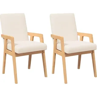 vidaXL Esszimmerstühle mit Kissen 2 Stk. Massivholz Gummibaum - Braun