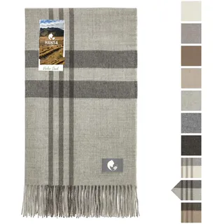 HANSA-FARM | Große Baby Alpaka Decke - 180 x 130 cm - Kuschelig weich aus 100% Baby Alpakawolle (kratzfrei, ungefärbt) Plaid Tagesdecke & Alpaka Wolldecke - Silbergrau kariert (Grau)