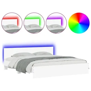 vidaXL Bettgestell mit Kopfteil und LED-Beleuchtung Weiß 200x200 cm - Weiß