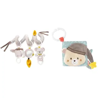 Fehn Activity Spirale Australia - Kinderwagen Spielzeug zum Fühlen und Greifen & Soft Bilderbuch Bruno – Baby Fühlbuch aus Stoff mit Tier Motiven