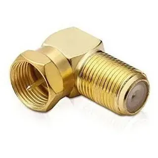 conecto F-Verbinder, 90° Winkel-Adapter, F-Stecker auf F-Buchse, Adapter zum Abwinkeln von Antennen-Kabel-Anschlüssen, vergoldet