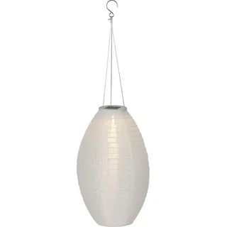 Solar LED Laterne Lampion 22x33cm Nylon Weiß / Warmweiß Deko Outdoor - Weiß