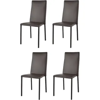 t m c s Tommychairs - Set von 4 stapelbaren Stühlen Modell Julia für Küche, Bar und Esszimmer, robustes Gestell aus Stahl, gepolstert und mit Kunstleder in der Farbe Moka bezogen - Dunkelbraun