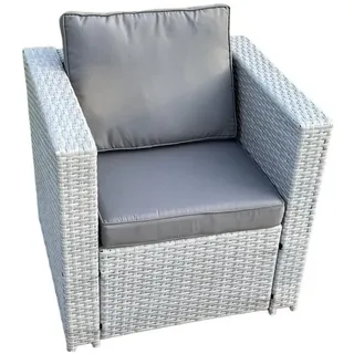 Fimous Garten Sessel Polyrattan Helles Grau 1-teilige , Hellgrau , Metall , 74x66x65 cm , Gartenmöbel, Loungemöbel, Loungesessel