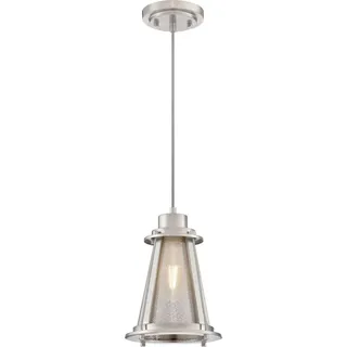 Einflammige Pendelleuchte Beatrix Nickel / Klarglas - Silber