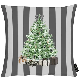 Dekokissen APELT "3713", schwarz (schwarz, weiß, bedruckt), B:40cm L:40cm, Baumwolle, Polyester, Dekokissen_Sitzkissen_Kissenhüllen, Dekokissen
