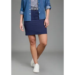 Cargorock KANGAROOS, Damen, Gr. 50, marine, Popeline, Obermaterial: 63% Baumwolle, 34% Polyamid, 3% Elasthan, ausgestellt kniefrei, Röcke Cargorock, mit Gürtel, kniefrei, aus Popeline, mit Eingrifftaschen