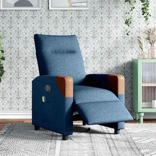 vidaXL Massagesessel Elektrisch Blau Stoff - Blau