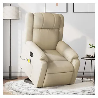 vidaXL Elektrischer Massagesessel mit Aufstehhilfe Creme Stoff