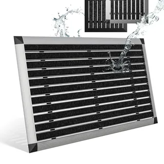 Björn&Schiller Fußmatte außen, Aluminiumrahmen Silber, 50x80 cm, Fußmatte Außenbereich, Aluminium Türmatte außen, Fußabtreter außen, Schuhabstreifer mit Polypropylen-Fasern, Fußmatte Outdoor wetterfest