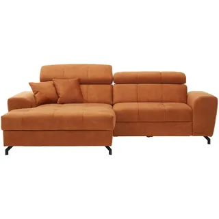 Carryhome Ecksofa , Orange , Textil , Füllung: Schaumstoff , Ottomane links, L-Form , 181x267 cm , Stoffauswahl, Liegefunktion, seitenverkehrt erhältlich, Rücken echt , Wohnzimmer, Sofas & Couches, Wohnlandschaften, Ecksofas