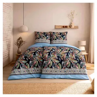 Mako Interlock Jersey Bettwäsche Siena Indigo 1 Bettbezug 135 x 200 cm + 1 Kissenbezug 80 x 80 cm